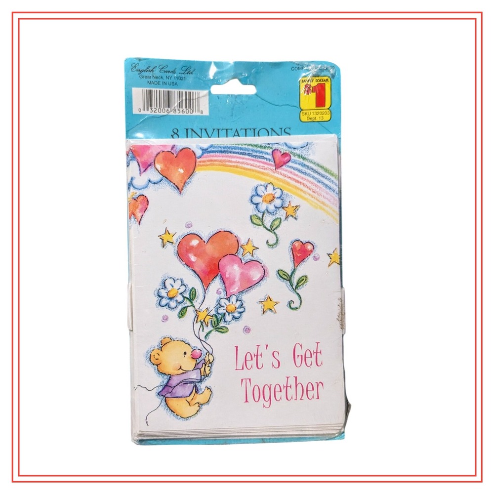 Vintage 8ct "Let's Get Together" Invitations by English Cards Ltd (1990s) Sealed